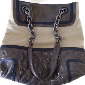 Simply Vera Wang Beige Brown Chain Straps Tote Shoulder Bag